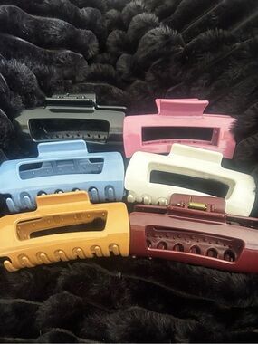 Assorted Large Jaw Hair Claws - Black, Pink, Blue, Cream, Mustard, Burgundy
